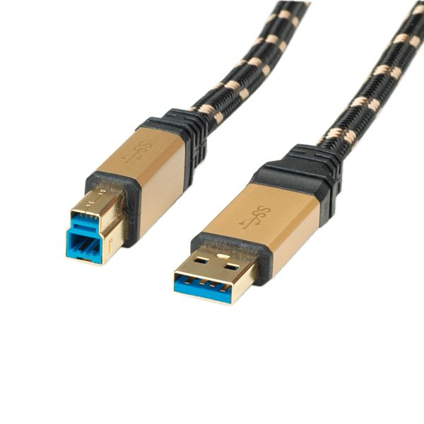 EAN 7611990125418 - ROLINE 11.02.8900 cable USB USB 3.2 Gen 1 (3.1 Gen 1) 0,8 m USB A USB B Negro, Oro imagen 1