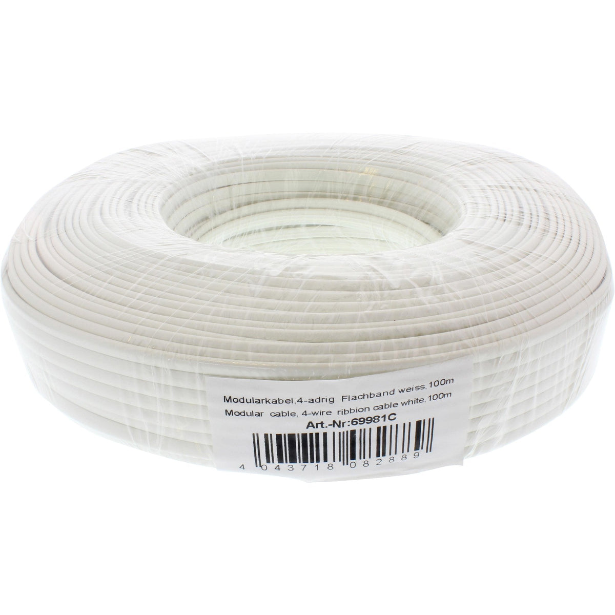 Cable Modular Inline Cable Plano De 4 Hilos Blanco 100m