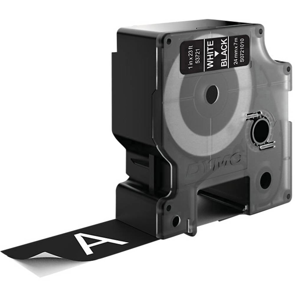 Dymo Cinta De Transferencia Termica D1 53721. Etiquetas Estándar Blanco Sobre Negro De 24mmx7m. Poliester Autoadhesiva. Rotuladora Labelmanager