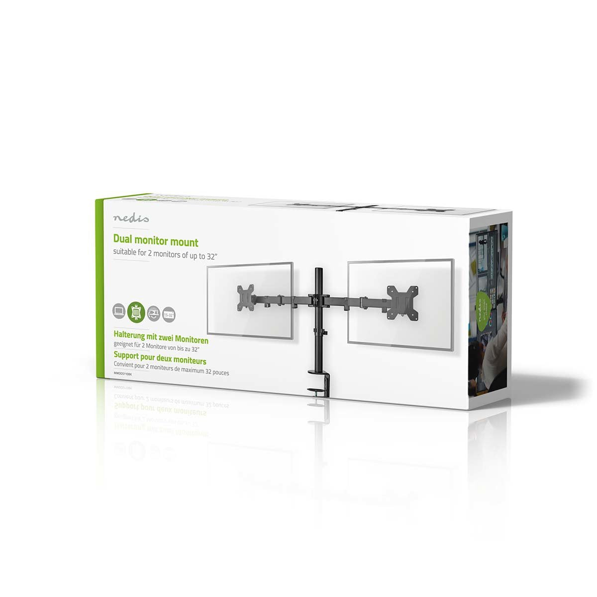 Nedis Schreibtisch Monitorhalterung - 2 Bildschirme 15 - 32 "  75x75   100x100  Vollbeweglich
