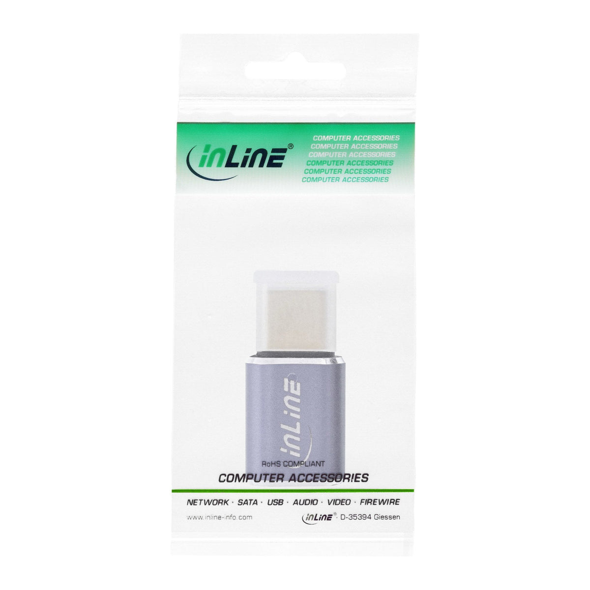 Adaptador Inline Usb4, Usb Tipo C Macho/Hembra, Aluminio, Gris