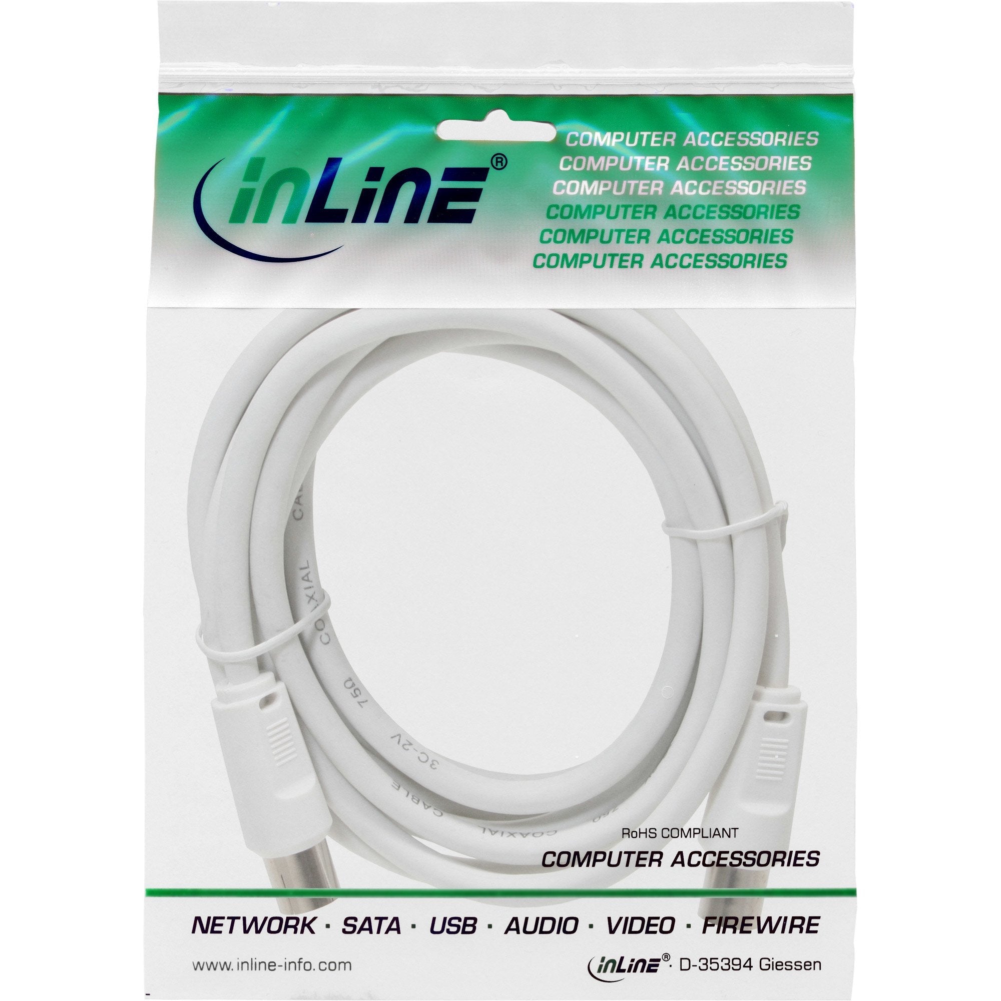Cable De Antena Inline 2x Apantallado Ultra Baja Pérdida >75db Blanco 2m