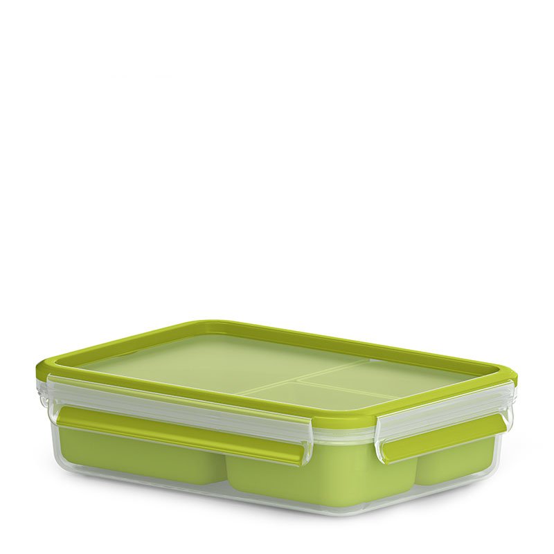 Emsa Clip & Go Snackbox 1,2 L Con 3 Insertos, Box, Rectangular, 1,2 L, Transparente, Alemania, 163 Mm