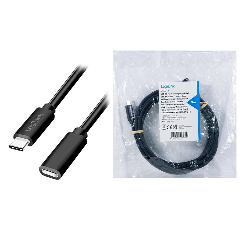 Logilink Usb 2.0 Typ-C Cable C M > Usb-C F, Pd, Negro 1m