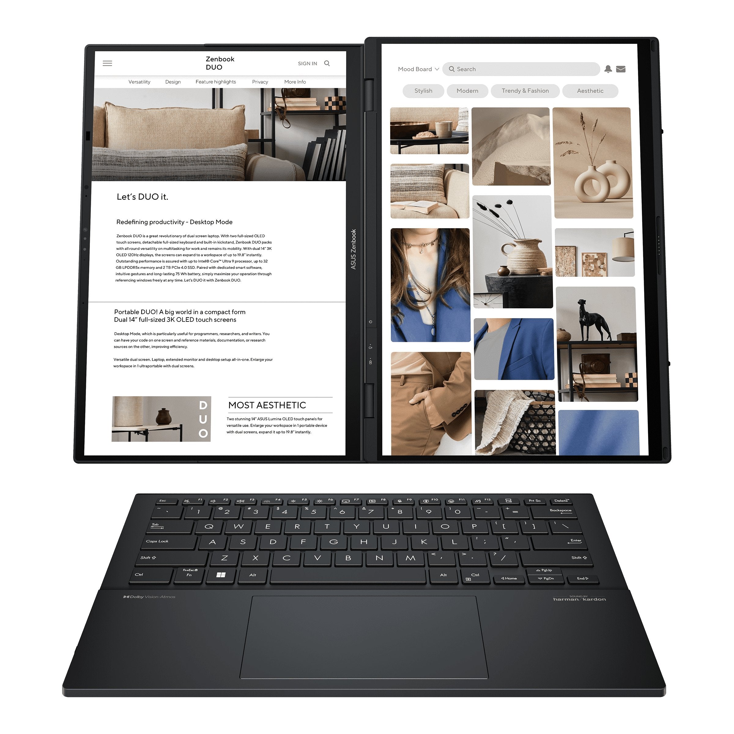 Asus Zenbook Duo Oled Ux8406ma-Ql396w - Ordenador Portátil 14" Wuxga (Intel Core Ultra 9 185h, 32gb Ram, 1tb Ssd, Arc Graphics, Windows 11 Home) Gris Tintero - Teclado Qwerty Español
