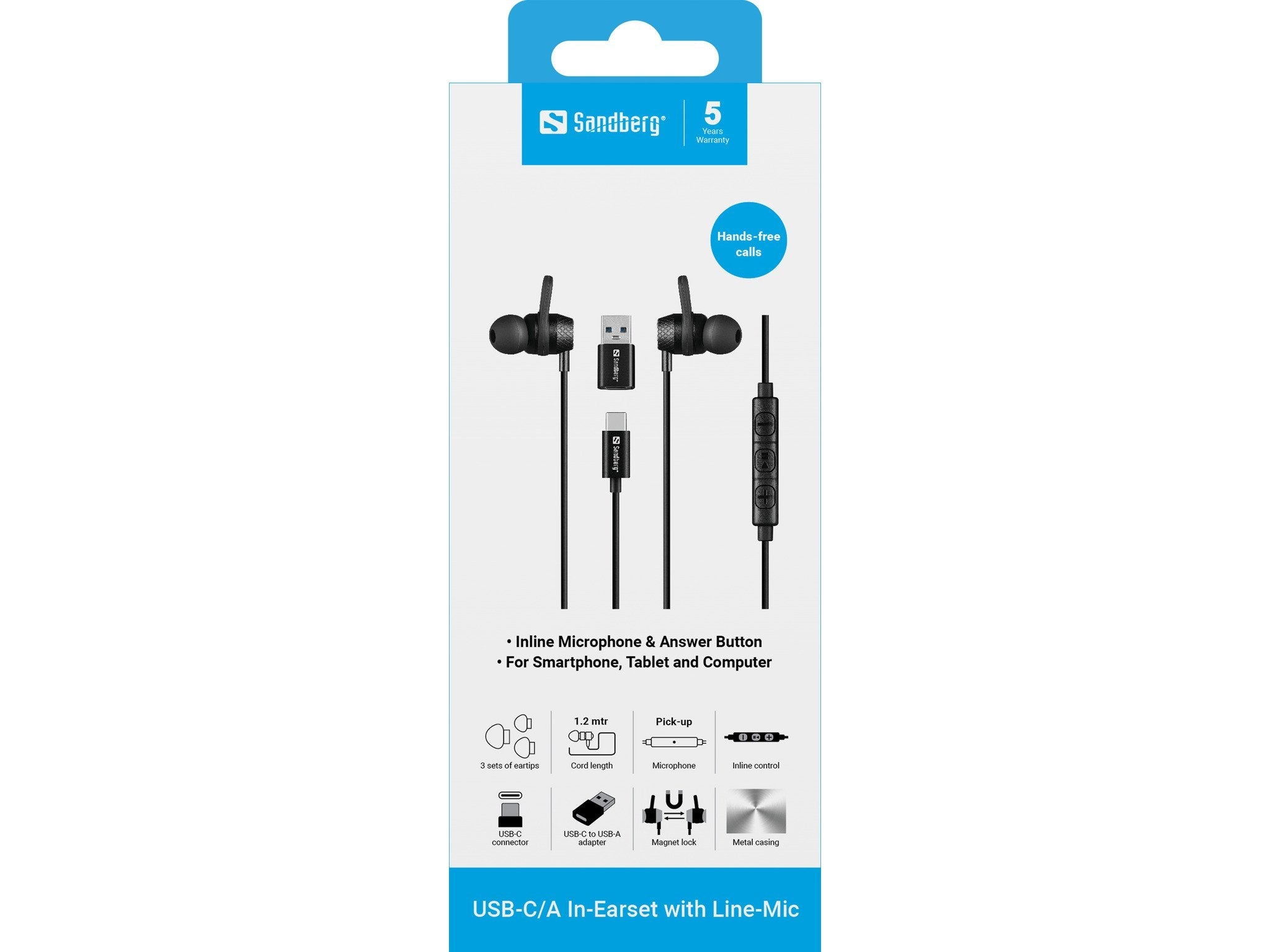 Usb-C/A In-Earset With  Line-Mic