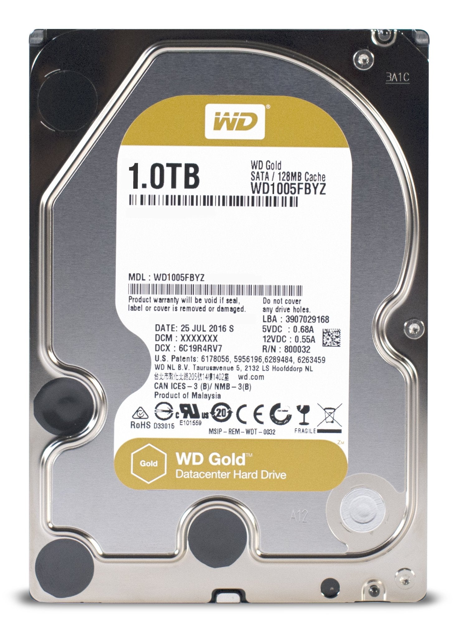 EAN 0718037820132 - Western Digital Gold disco duro interno 1 TB 7200 RPM 128 MB 3.5" Serial ATA III imagen 3