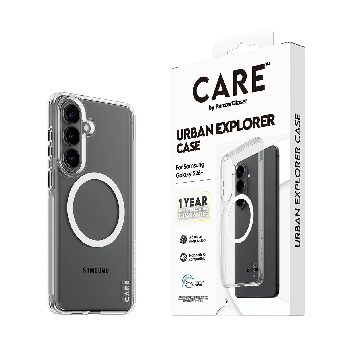 Panzerglass Care Urban Explorer Case Transparentee W. Blanco Qi Samsung Galaxy S26+