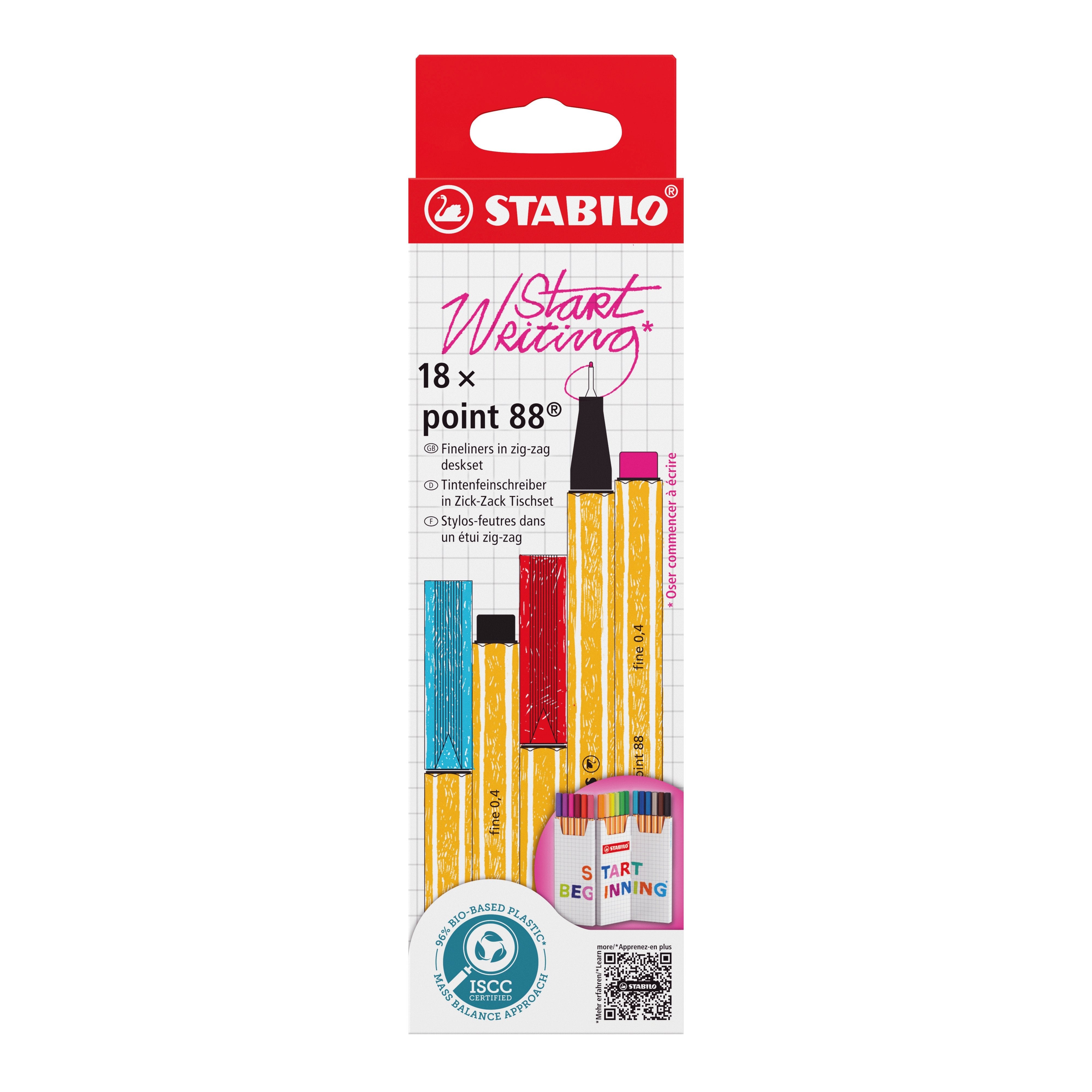 Stabilo Rotulador Point 88 Colores Surtidos Estuche En Zig Zag 18 Ud
