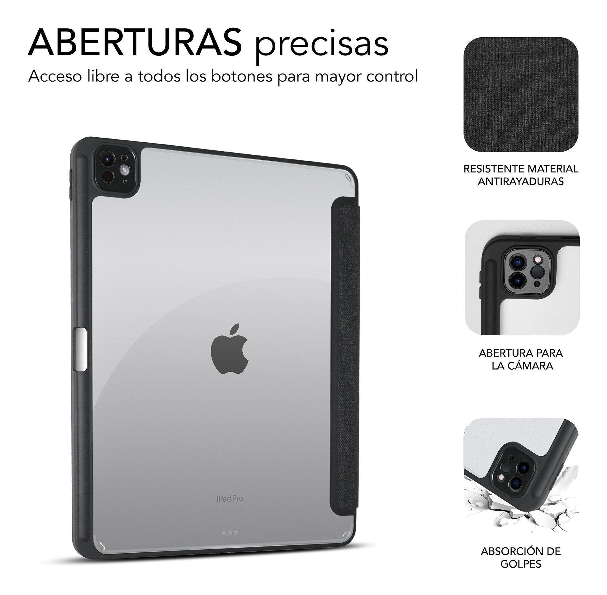 Funda Subblim Clear Shock Case Para Ipad Pro 12.9' 2024 M4 Negra