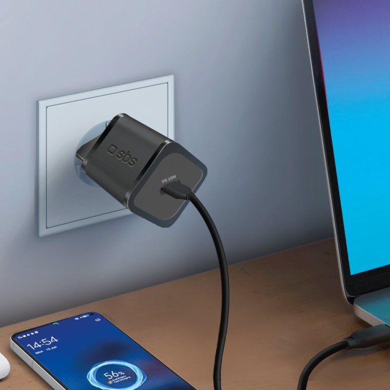 Sbs Tetrgan1c30w Cargador Usb-C Pd 30w Negro Interior