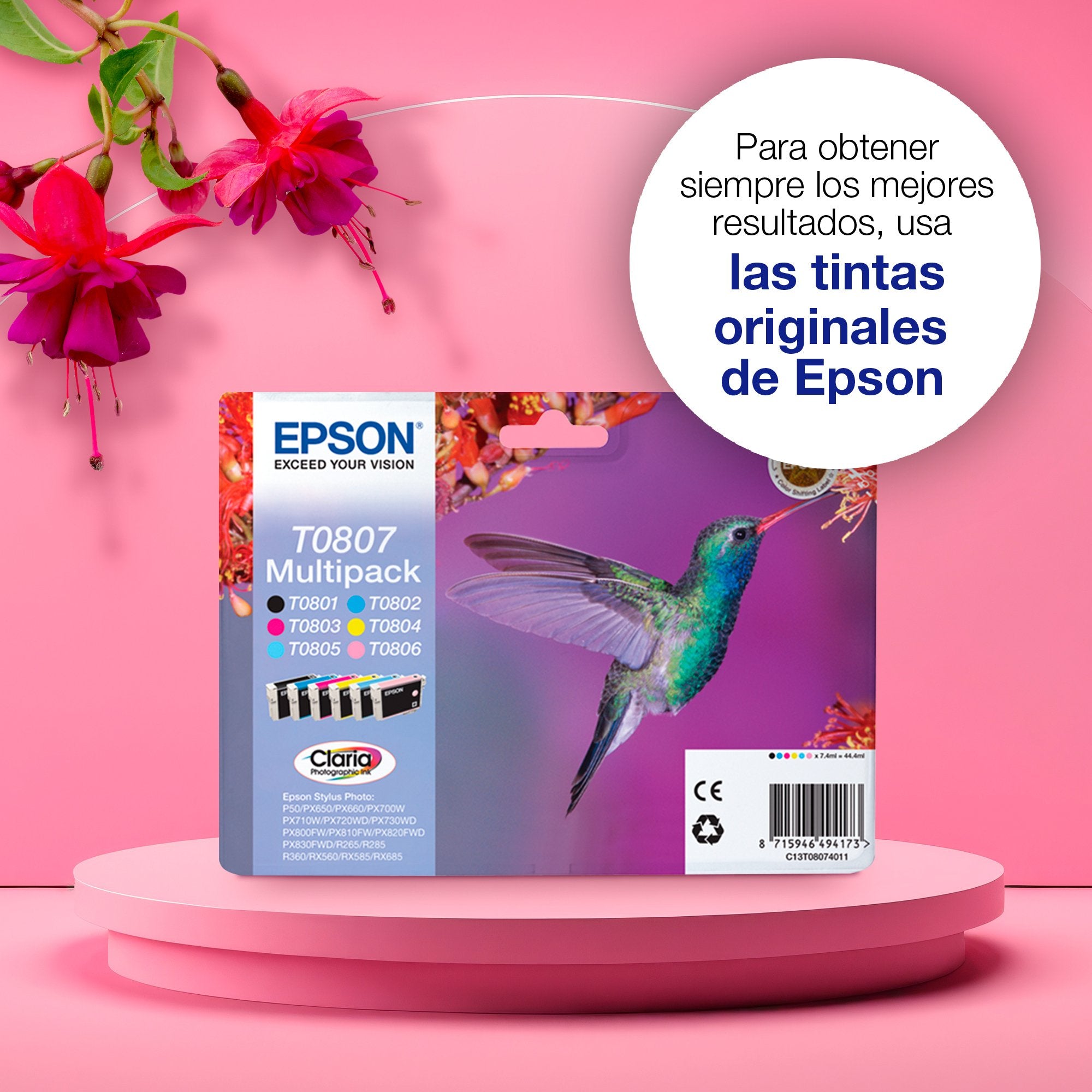 EAN 8715946542553 - Epson Hummingbird T0807 cartucho de tinta 1 pieza(s) Original Negro, Cian, Cian claro, Magenta claro, Mag imagen 5