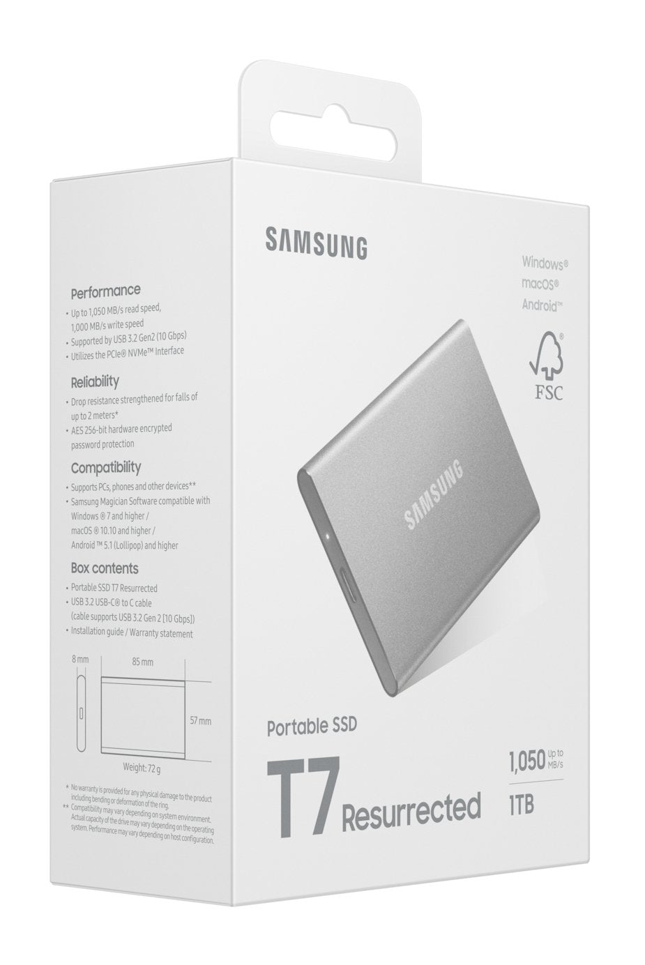 EAN 8806097817550 - Samsung MU-PD1T0G/WW unidad externa de estado sólido 1 TB USB Tipo C 3.2 Gen 2 (3.1 Gen 2) Plata imagen 10