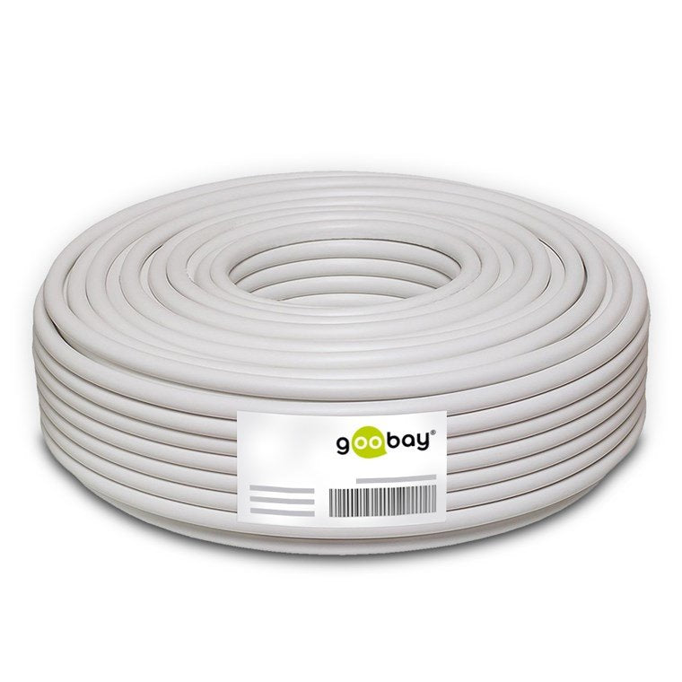 Bobina De  50 Metros Cable Altavoz Blanco 2x0,75mm Cobre Goobay