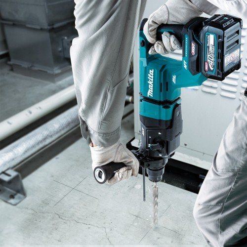Martillo Combinado Inalámbrico Makita Hr007gm201 Xgt, 40 Voltios, Martillo Perforador (Azul/Negro, 2x Batería De Iones De Litio De 4,0 Ah)