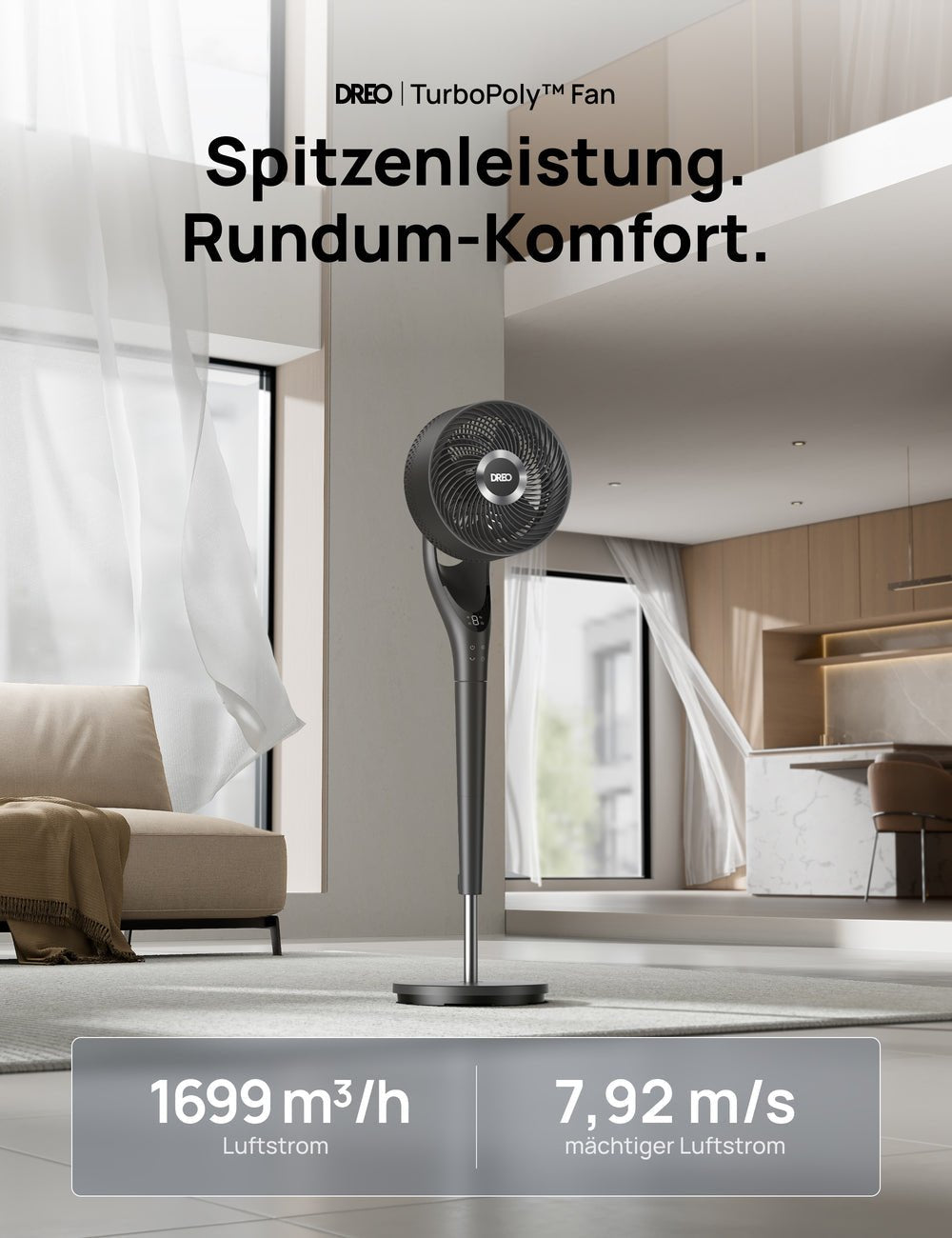 Dreo - Quiet Floor Fan Turnopoly 154, 9 Speeds, 3 Modes