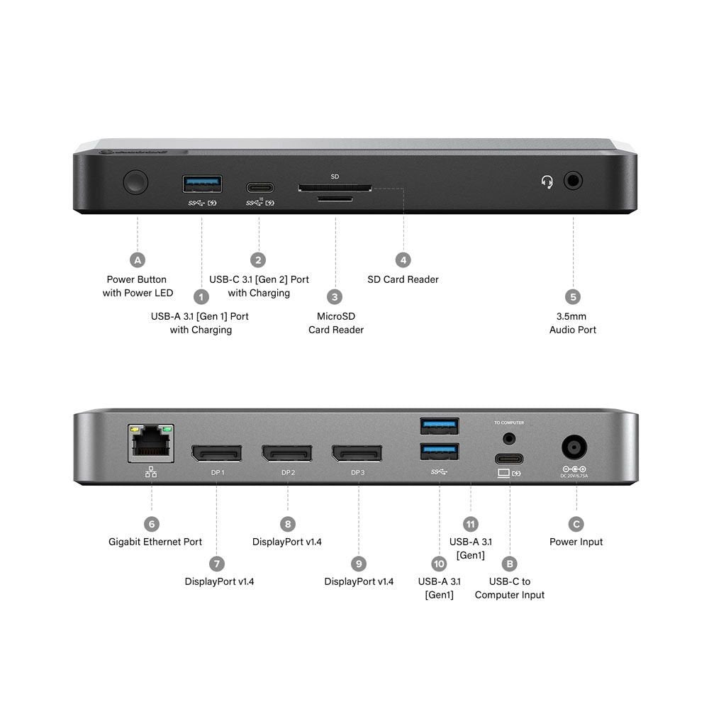 Alogic Mx3 Alámbrico Usb 3.2 Gen 1 (3.1 Gen 1) Type-C Negro, Gris