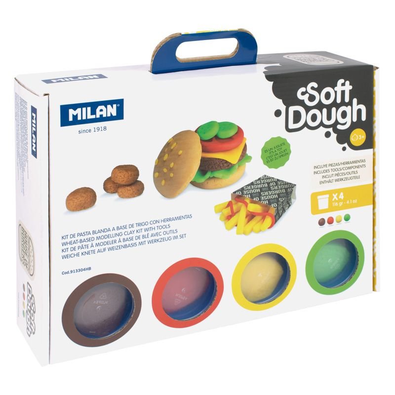 Milan Pasta Blanda Soft Dough Maletín 4 Botes 116gr C/Herramientas "Casa De Las Hamburguesas" C/Surtidos