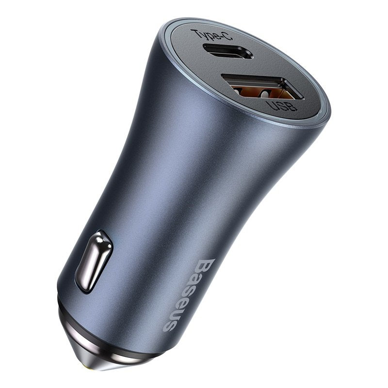 Baseus Car Charger Golden Contactor Pro Dual Quick Charger U+C Power Delivery 3.0 Quick Charge 4, Scp Fcp Afc 40w Dark Gray (Ccjd-0g)