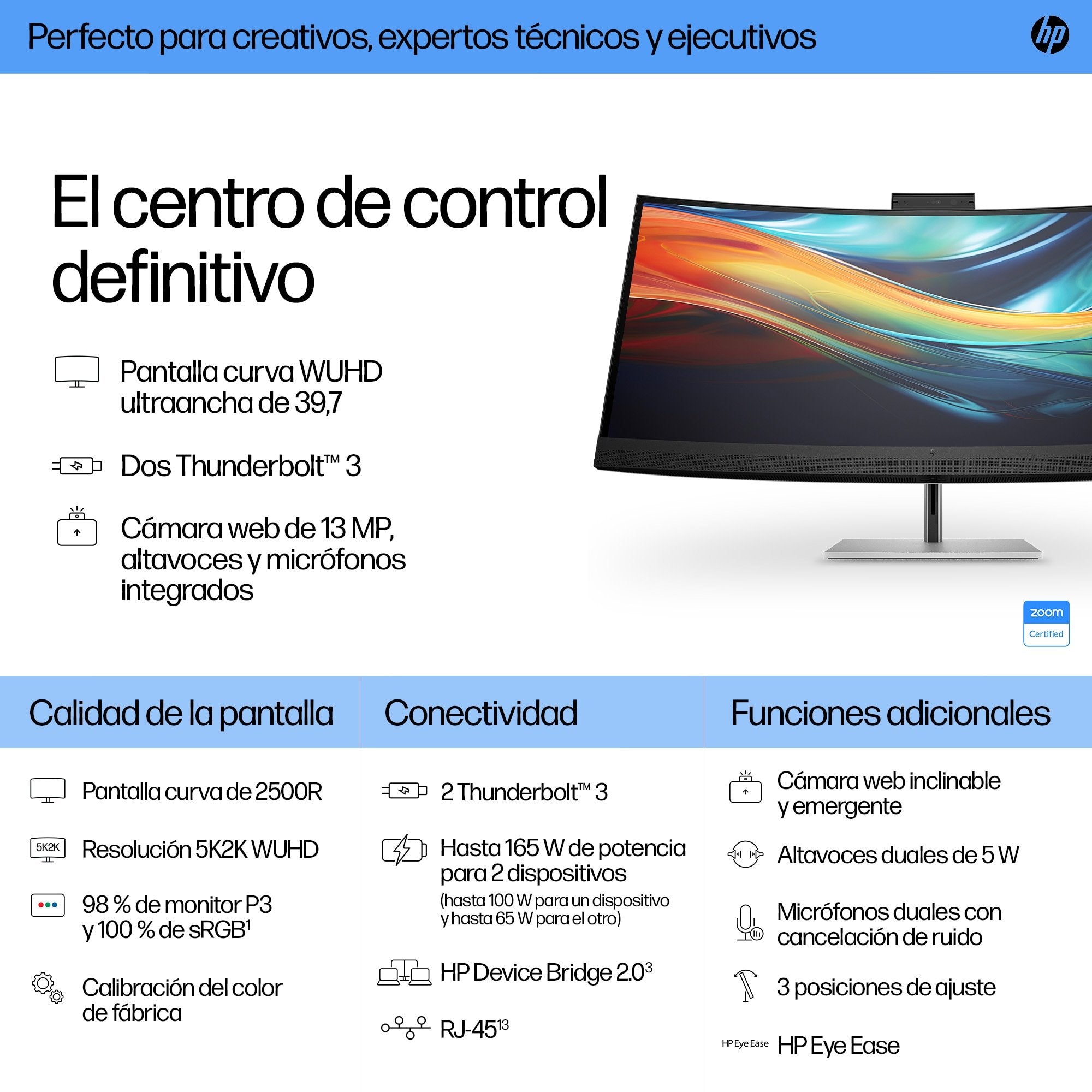 EAN 5715063476666 - HP Series 7 Pro 39.7 inch 5K2K Conferencing Monitor - 740pm pantalla para PC 100,8 cm (39.7") 5120 x 2160 imagen 4