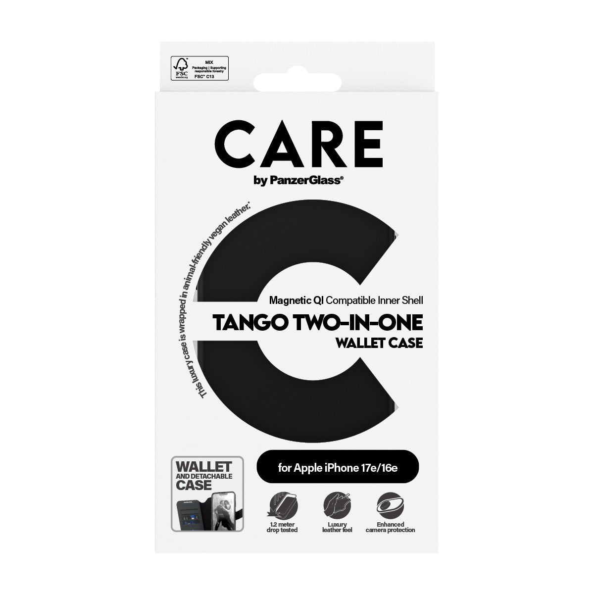 EAN 5715685021435 - PanzerGlass CARE™ by ® Tango 2-in-1 Wallet Case w. Qi iPhone 17e | 16e funda para teléfono móvil Negro imagen 4