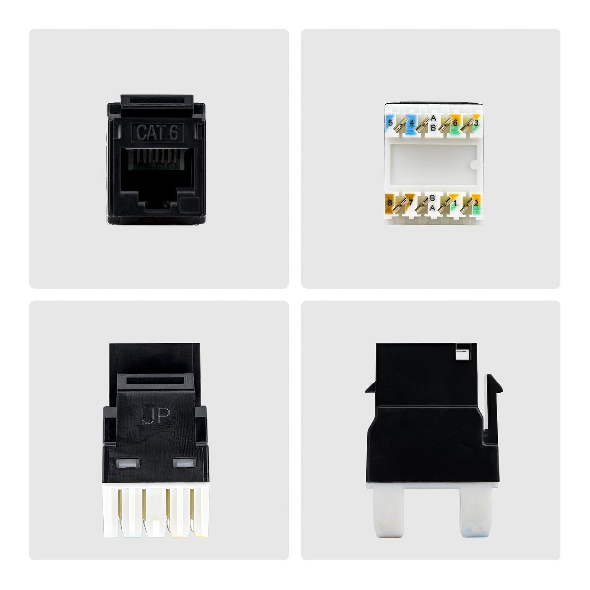 Startech.Com Cat6 Keystone Jack Módulo, Pack De 24 Rj45 Ethernet Keystone Conector Hembra, Utp Cat6 Wandbuchse, 180 Grad 110 Punch Down Conector Hembra, Negro, Plano, Negro, Rj-45, Conector Hembra, Conector Hembra, 10gbase-T