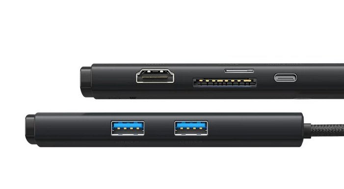 Baseus Lite Series 6-Port Type-C Hub Docking Station 2 Usb 3.0, 1 Hdmi, 1 Microsd/Sd Black Wkqx050101