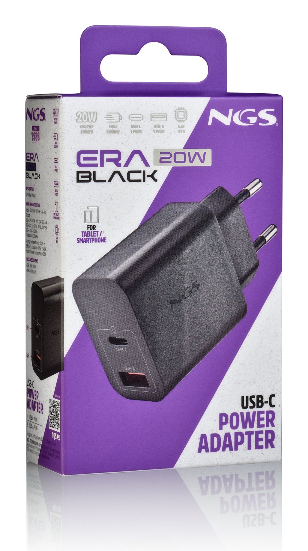 Cargador De Pared Gan Ngs Era 20w 1xusb Tipo-C 1xusb 20w
