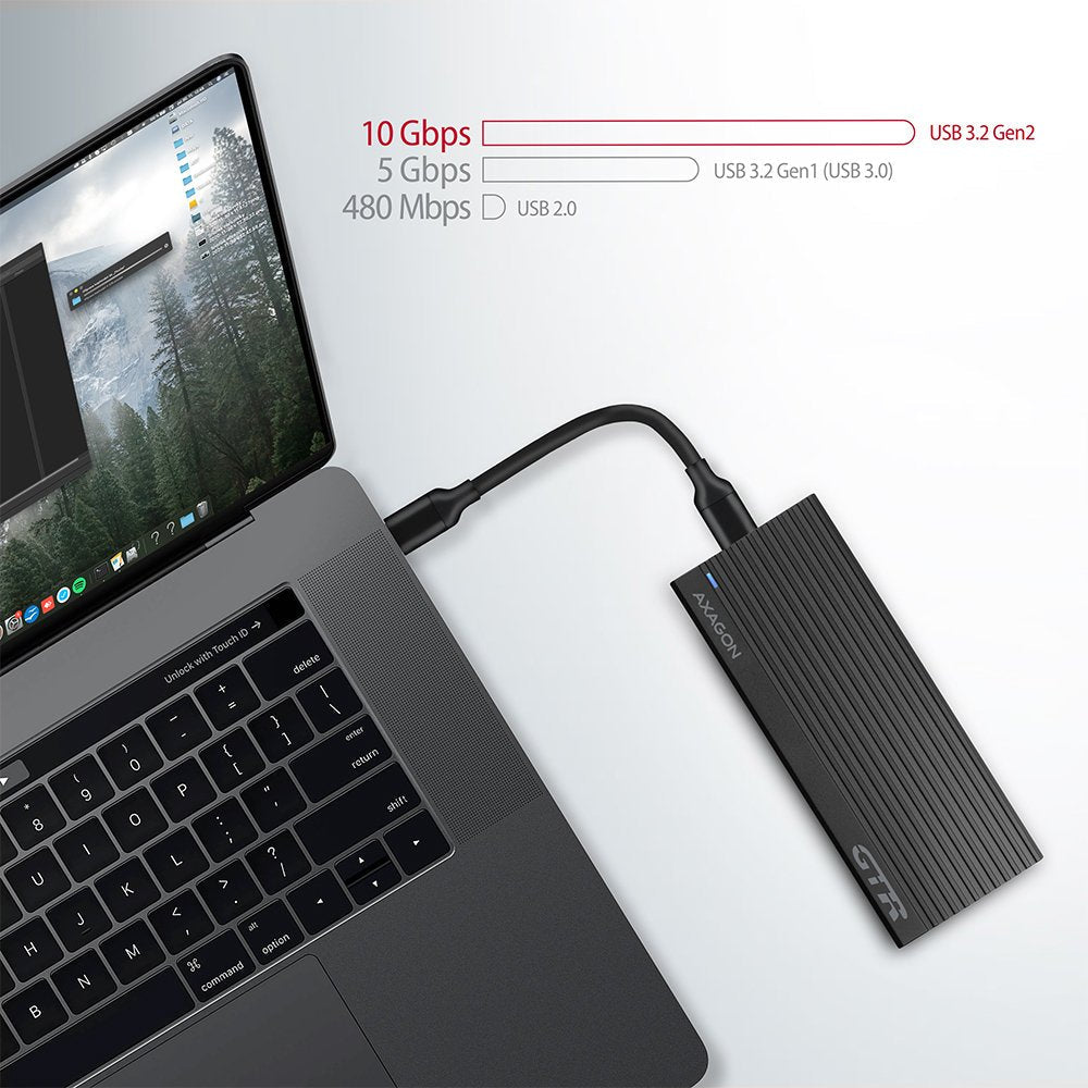 Axagon Gabinete Externo Eem2-Gtr Para Ssd M.2 Usb-C 3.2 Gen 2, Negro