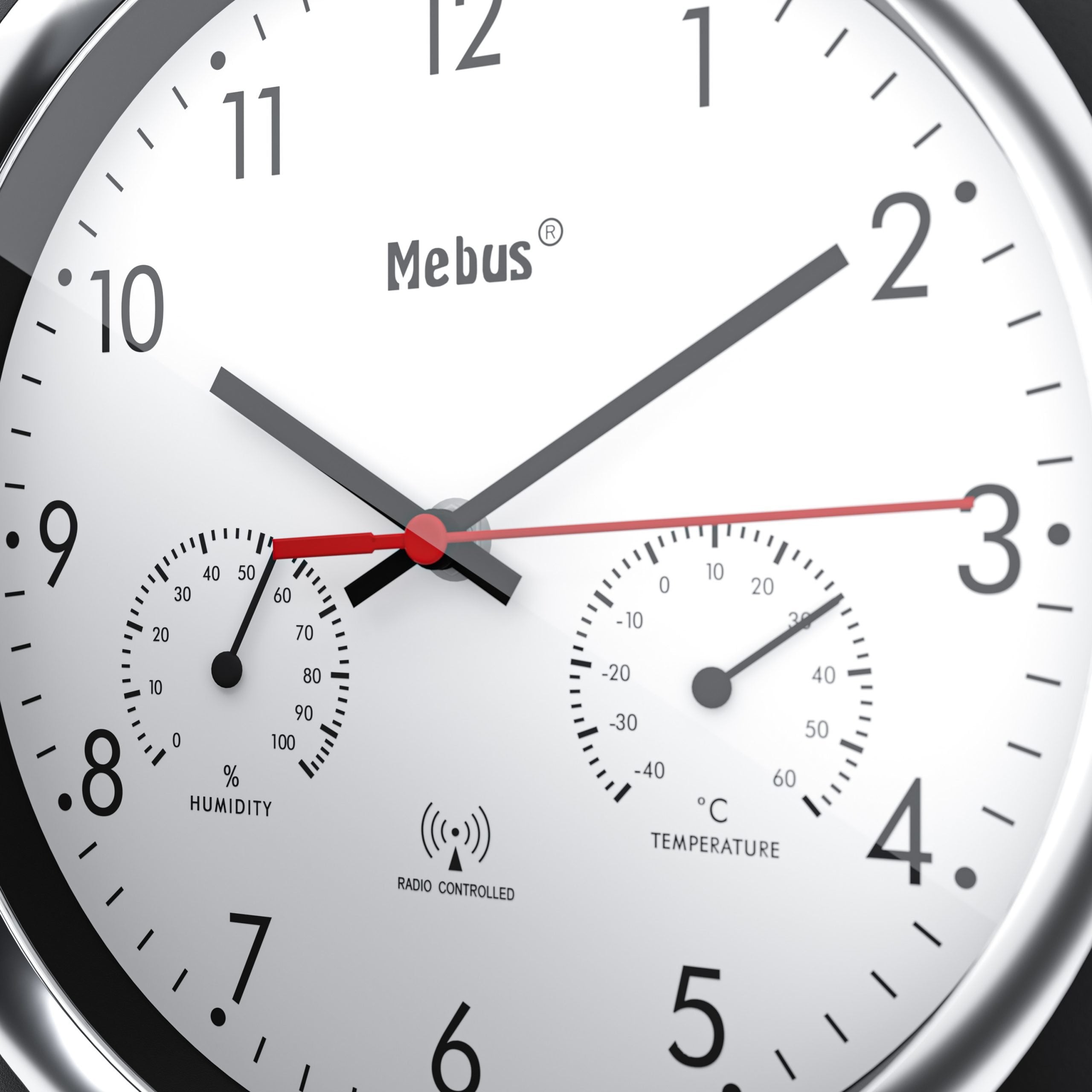 Relojes De Pared  Mebus 19453 Funk-Wanduhr Mit Thermo-/Hygrome