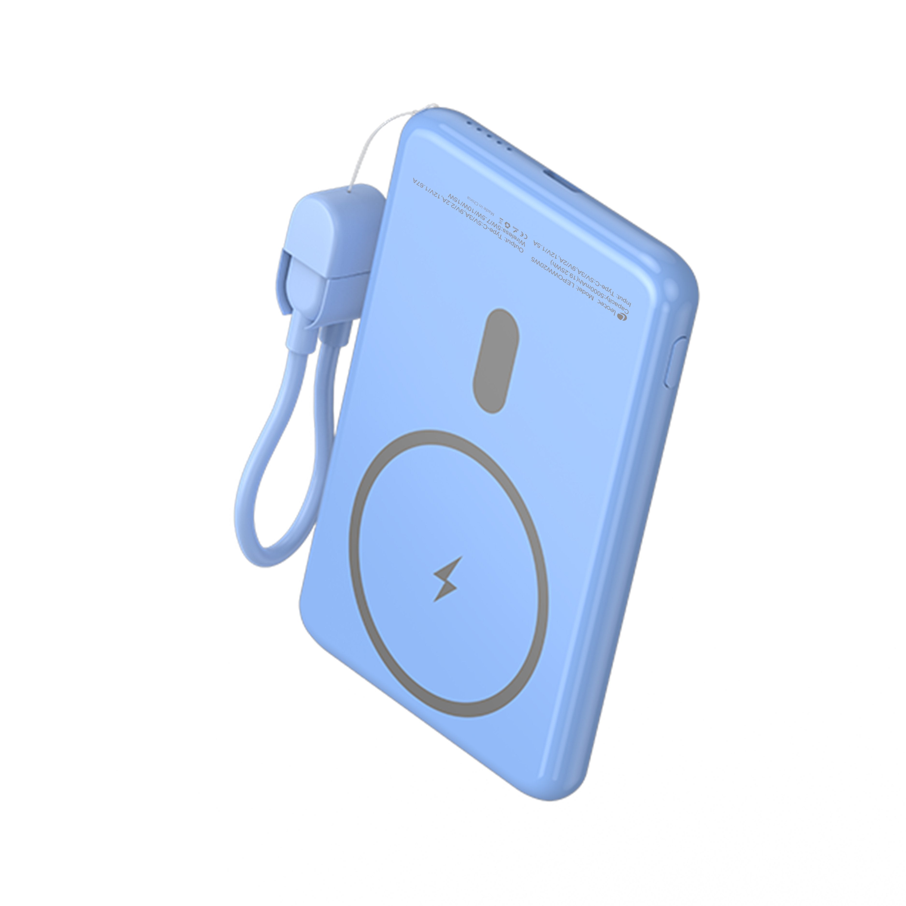 Powerbank 5000mah Leotec Lepoww20w5b 20w Wireless Azul Incluye Cable Usb Tipo-C