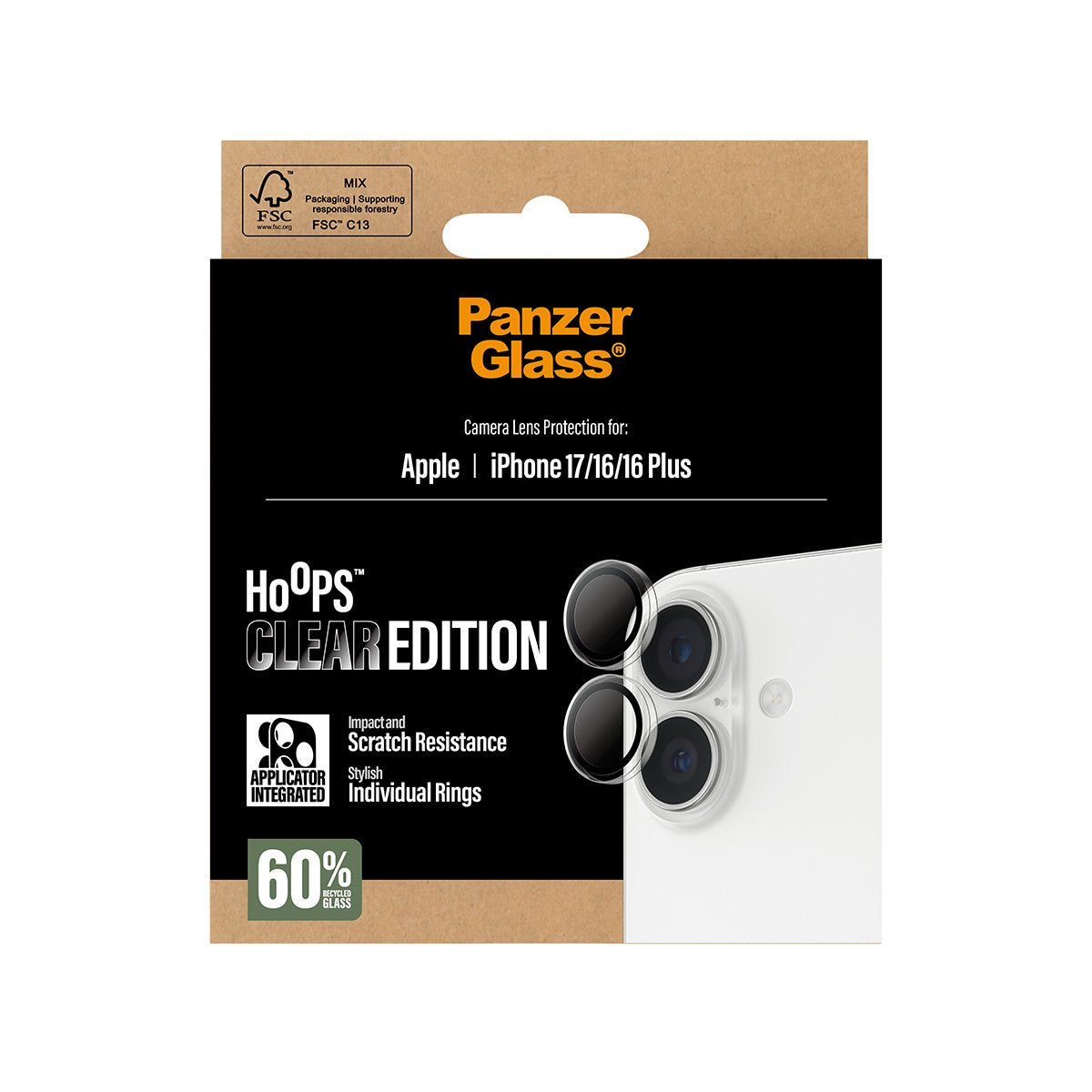 EAN 5715685025730 - PanzerGlass ® Hoops® Transparent Camera Lens Protector iPhone 17 | iPhone 16 | 16 Plus Protector de panta imagen 3