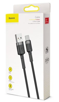 Cable Baseus Type-C Cafule  2a, 3m Gray/Black (Catklf-Ug1)