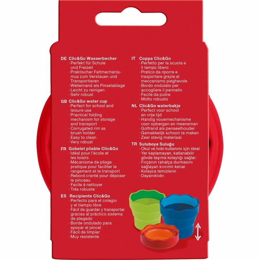 Faber-Castell Vaso De Agua Clic&Go Turquesa, Recipiente De Agua Turquesa