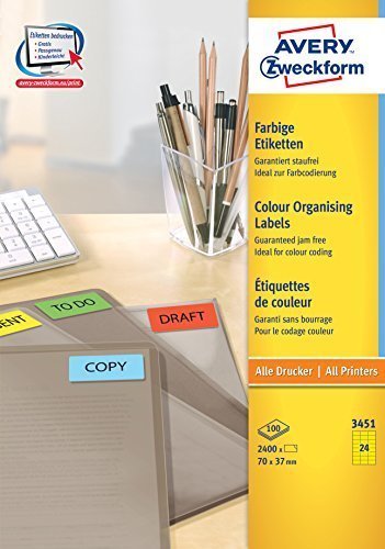Avery Zweckform Etiquetas 3451 Amarillo 70,0 X 37,0 Mm