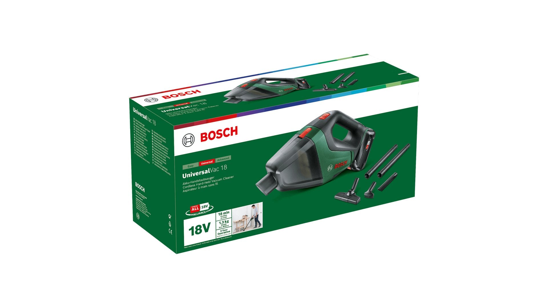 EAN 4059952570174 - Bosch Universal Vac 18 Aspiradora escoba 2 en 1 Batería Secar Sin bolsa Negro, Verde 2,5 Ah imagen 3