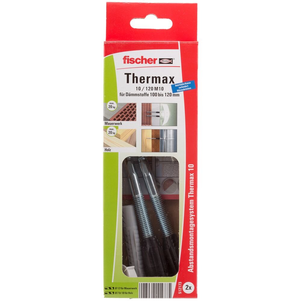 Sistema De Montaje A Distancia Fischer Thermax 10/120 M10 B, Tacos (2 Piezas) 512173