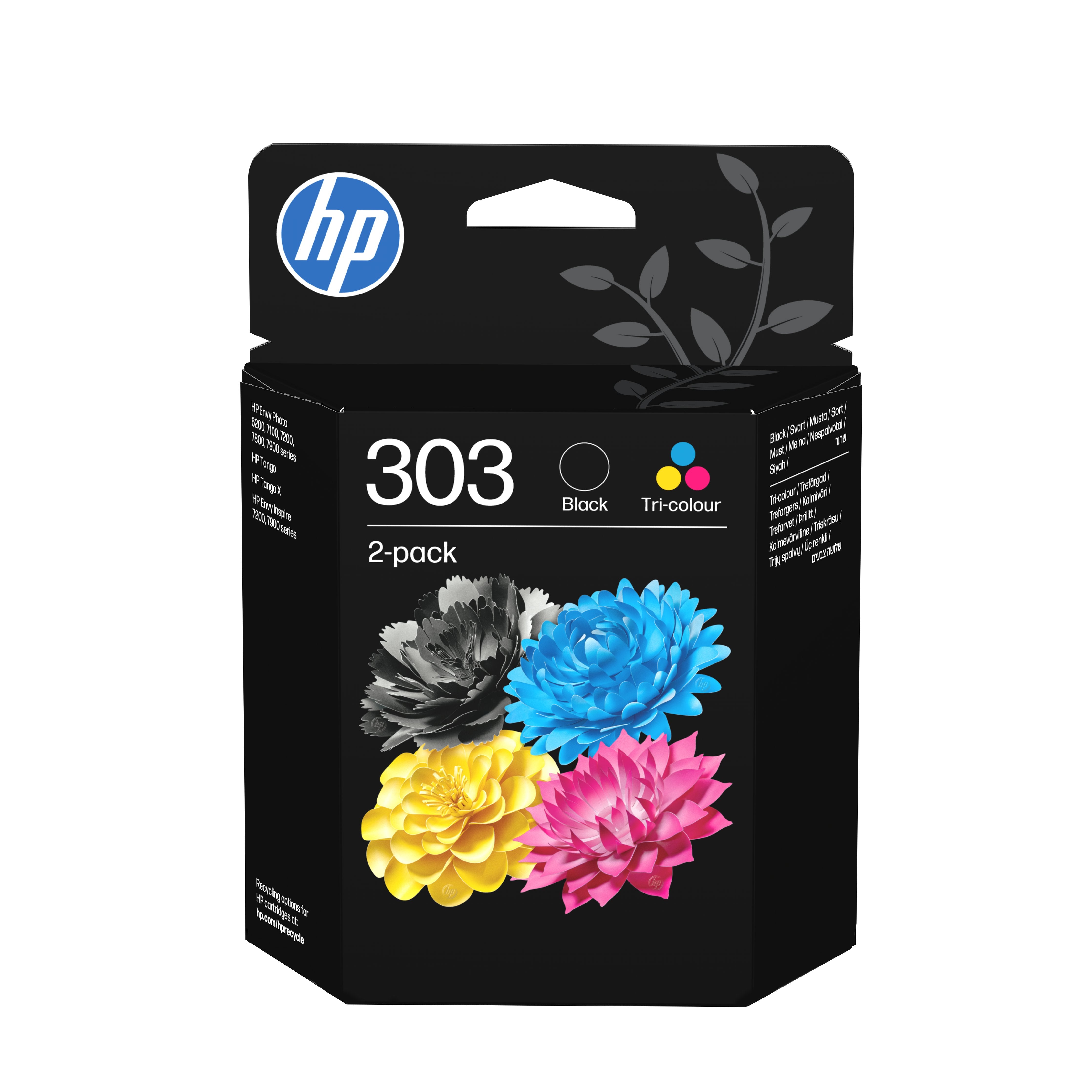 EAN 0199764687203 - HP 303 2-pack Black/Tri-color Original Ink Cartridges cartucho de tinta 2 pieza(s) Rendimiento estándar N imagen 1