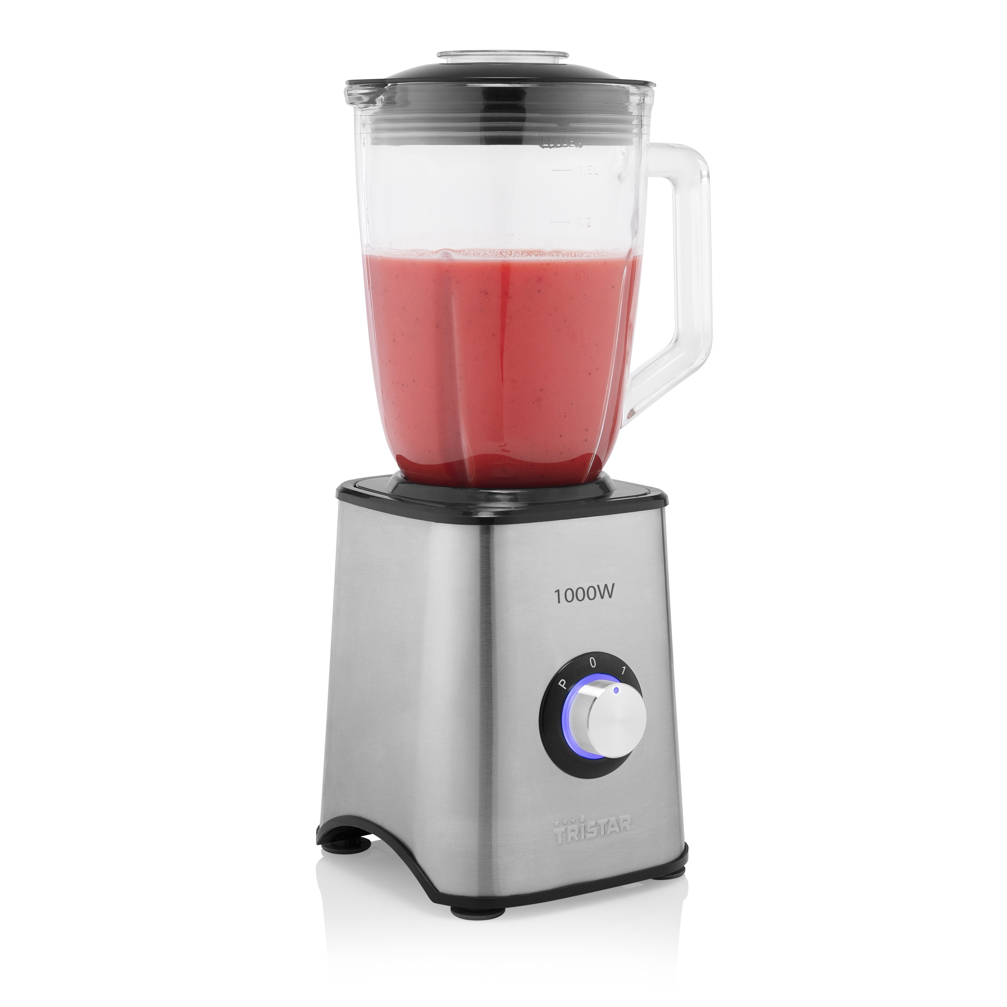 EAN 8713016095046 - Tristar BL-4471 licuadora 1,5 L Batidora de vaso 1000 W Negro, Acero inoxidable, Transparente imagen 3