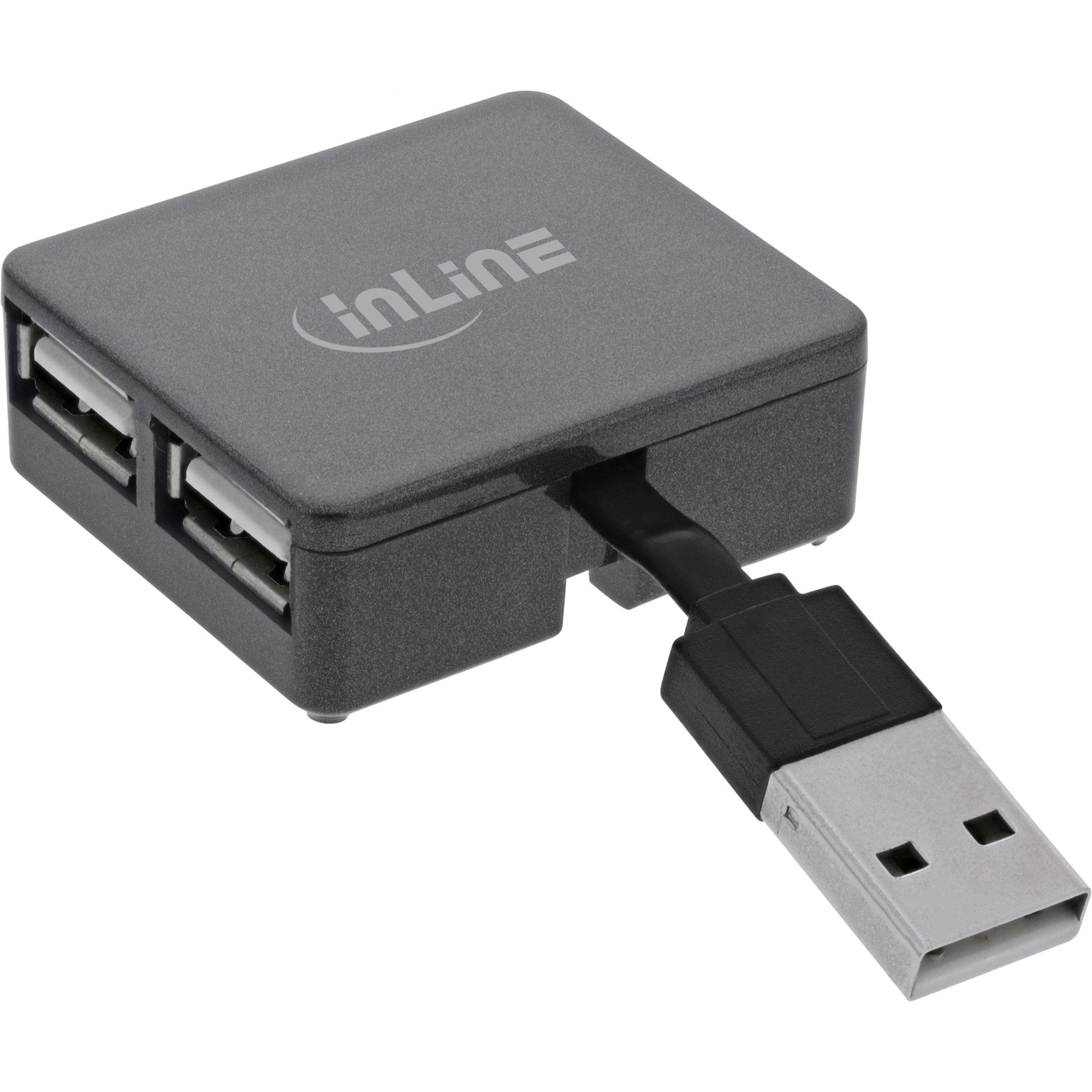 Inline® Usb 2.0 4-Port Hub, Usb-A Macho A 4x Usb-A Female, Black, 4cm, Slim Design