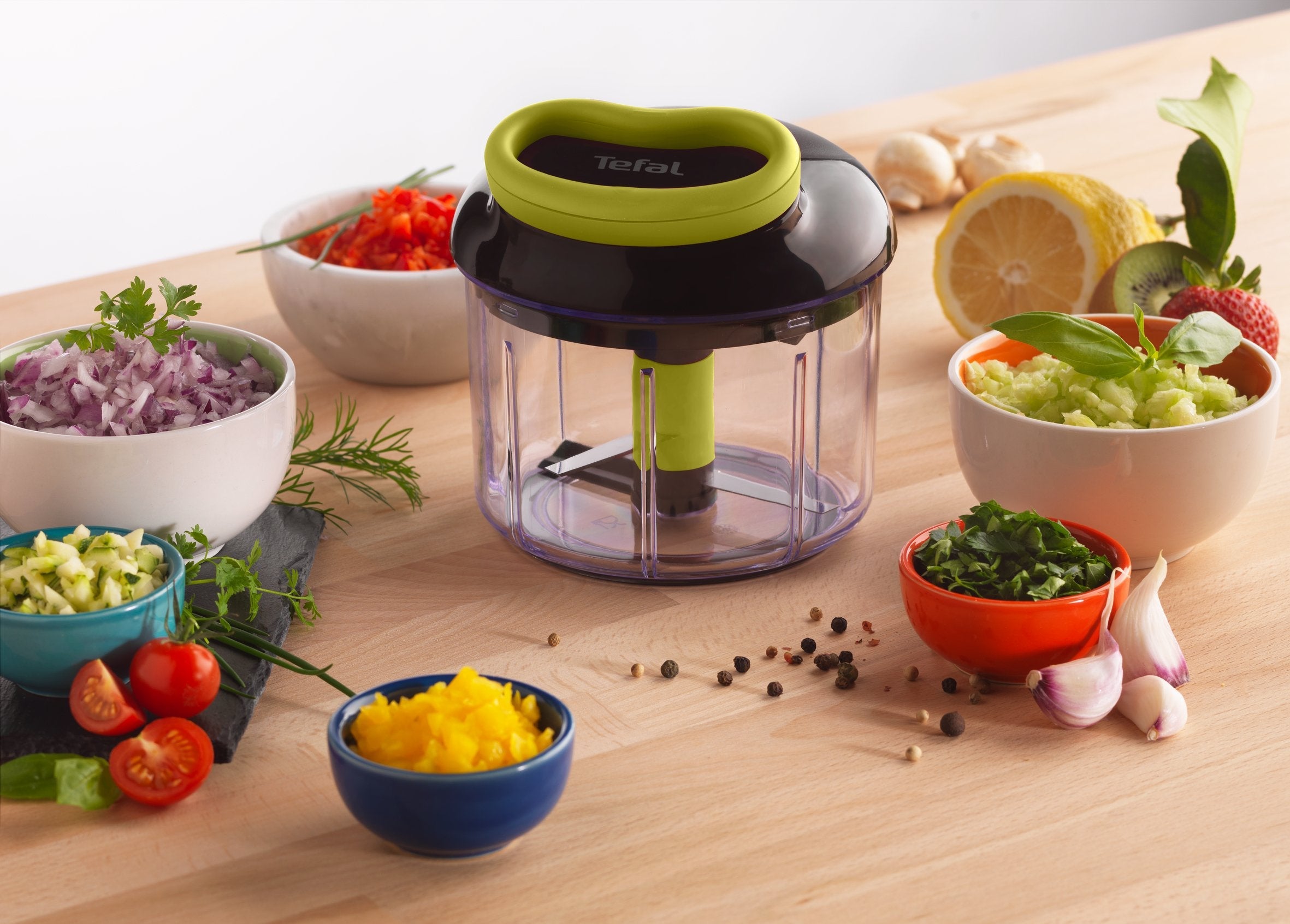 Tefal 5-Sekunden Zerkleinerer, Maxi-Kit Mit 4 Klingen (Negro/Verde, Manuell, 900ml) K13210