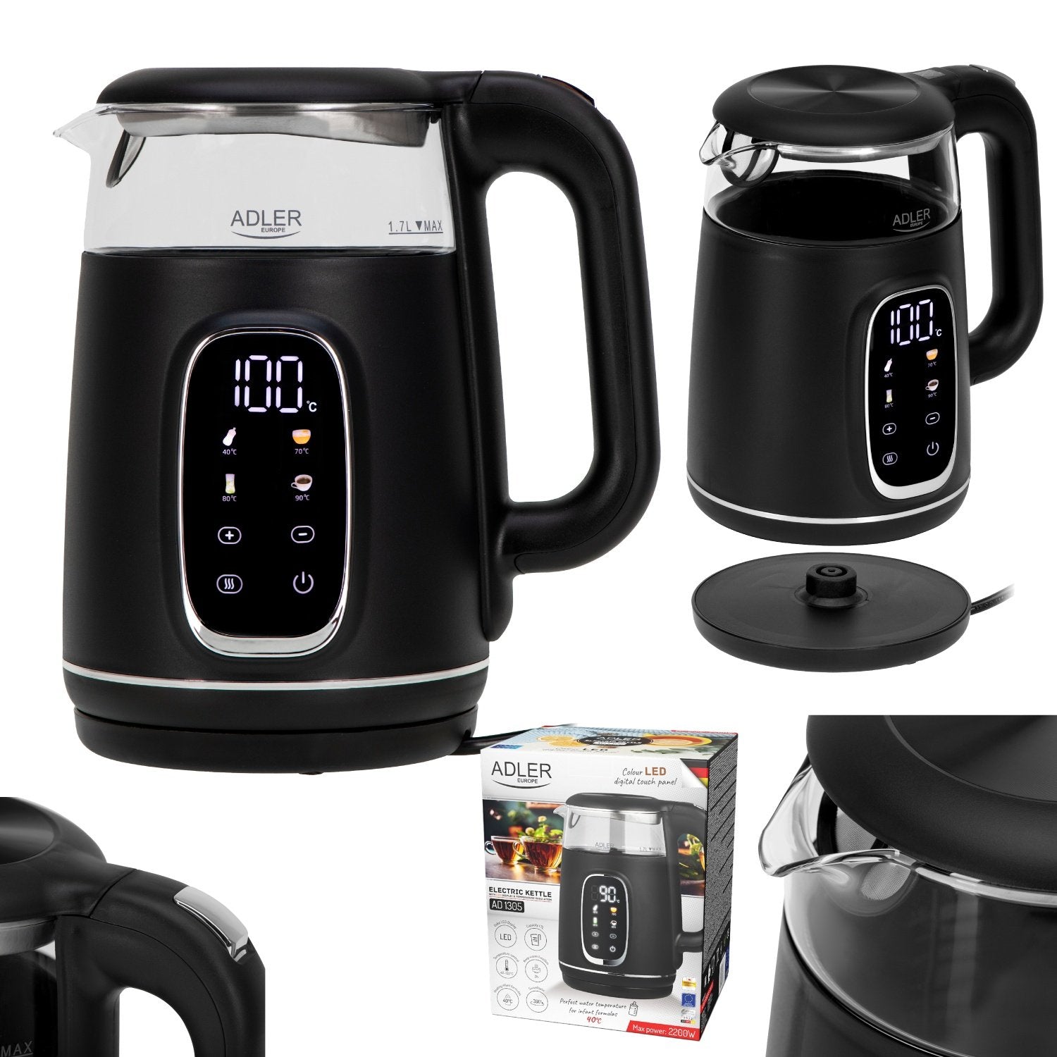 EAN 5905575907783 - Adler AD 1305BS tetera eléctrica 1,7 L 2200 W Negro, Transparente, Plata imagen 14