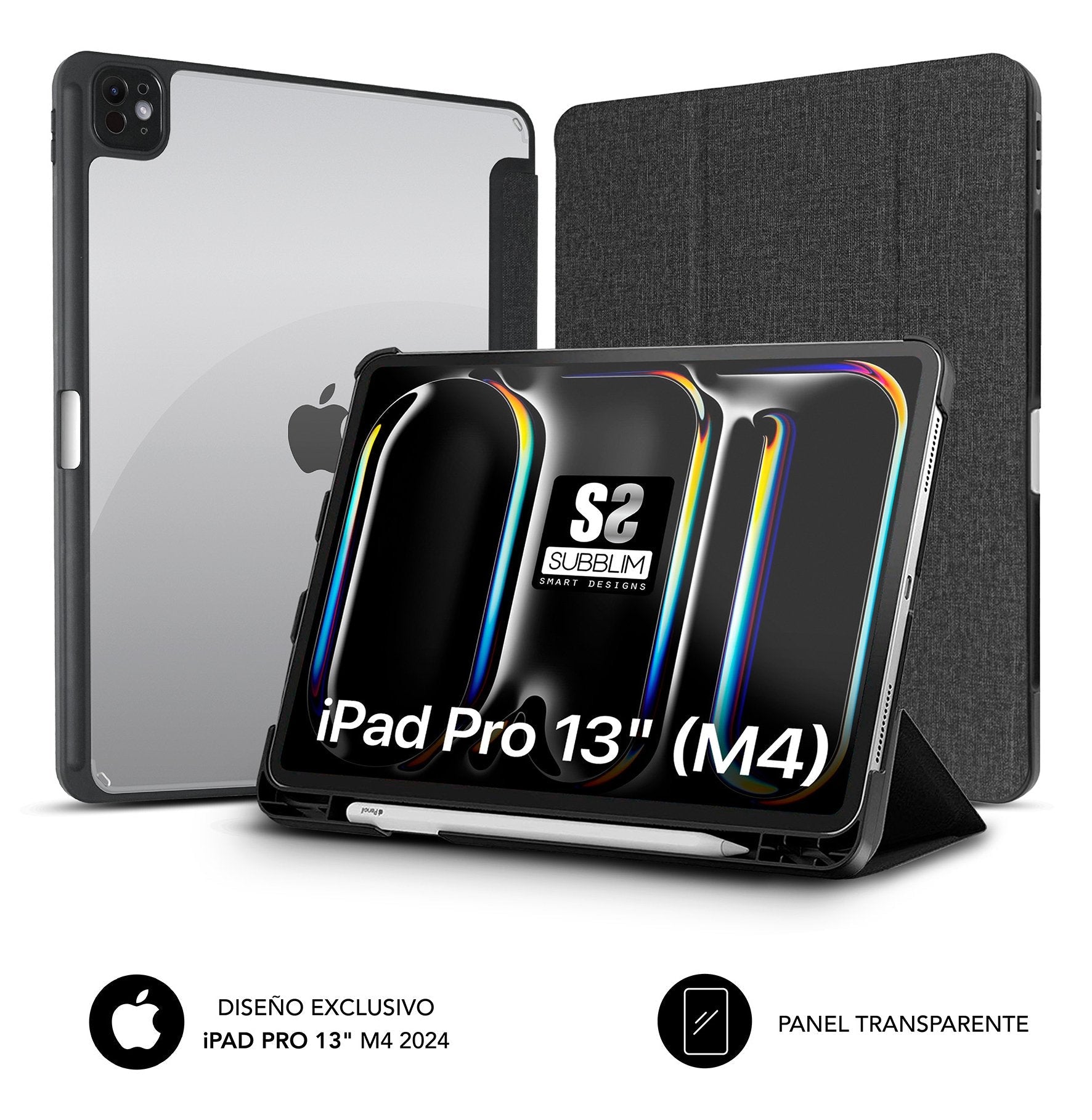 Funda Subblim Clear Shock Case Para Ipad Pro 12.9' 2024 M4 Negra