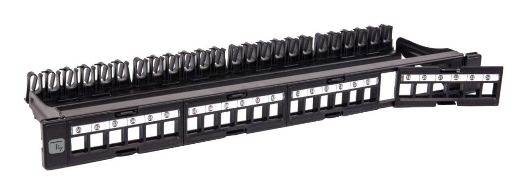 Techly I-Ks Pp-24-Den Panel De Parcheo Utp Keystone De 24 Puertos Con 4 Secciones Extraíbles De 6 Puertos