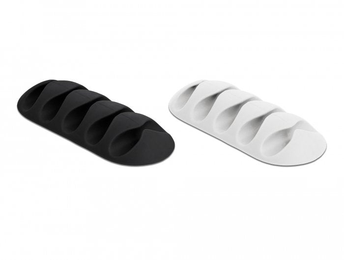 Delock Cablehalter Mit 5 Durchführungen Selbstklebend Set 6 Stück Schwarz   Weiss