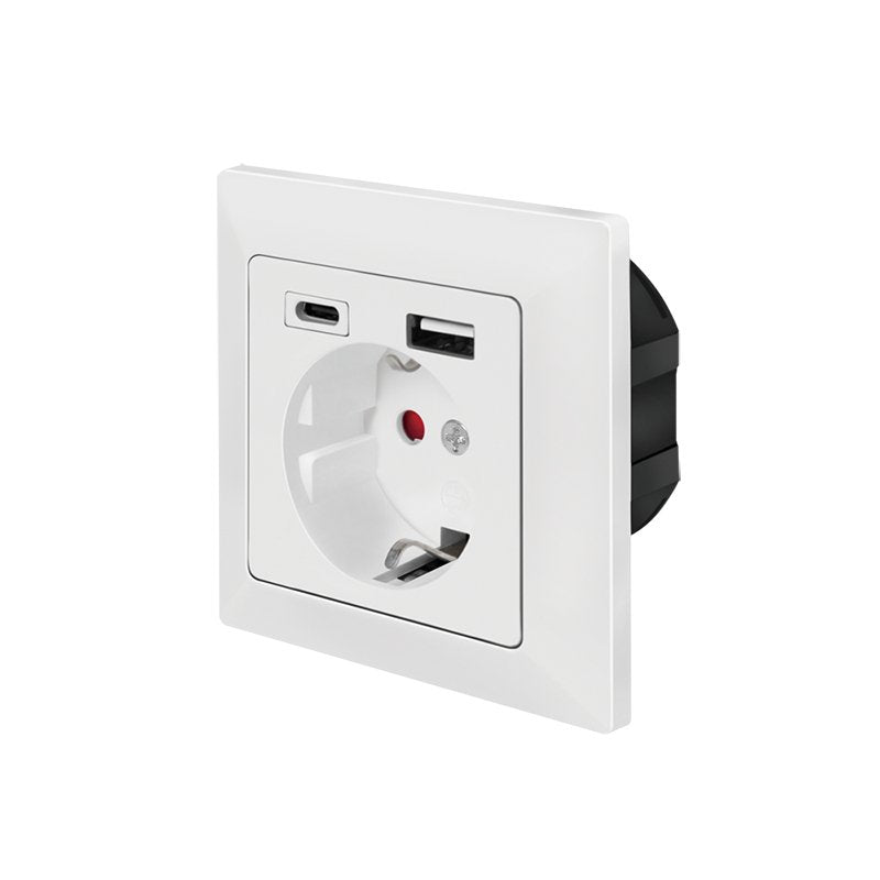 Toma De Empotrar Logilink, 1x Cee 7 3, 1x Usb-A, 1x Usb-C