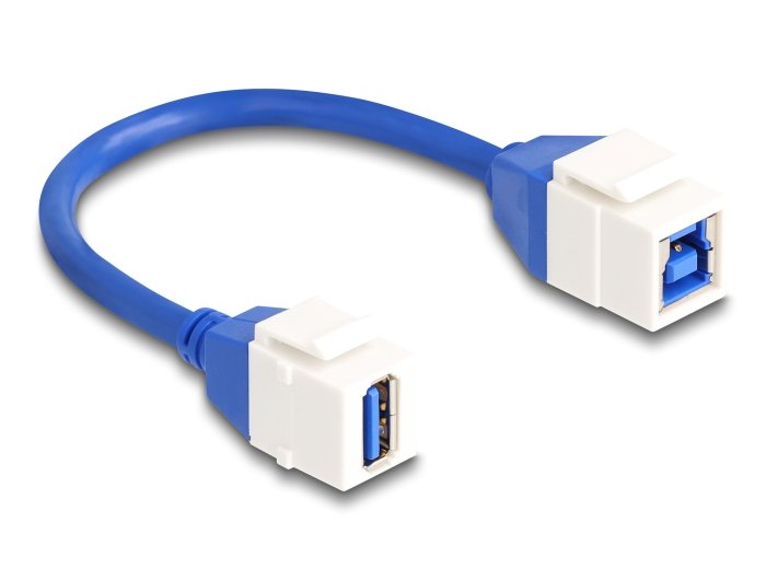 Delock Keystone Modul Cable Usb 5 Gbps Typ-A Buchse Zu Usb Typ-B Buchse 20 Cm Blau