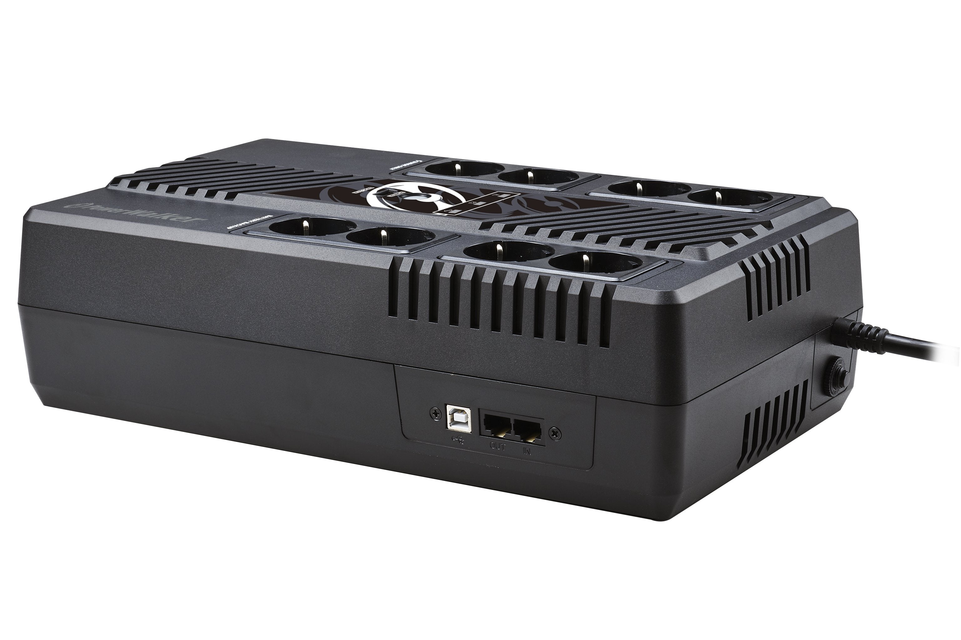 Sai Powerwalker Ups Line-Interactive 600va Ms 8x Schuko Rj45 In/Out Usb Hid Usb Charger