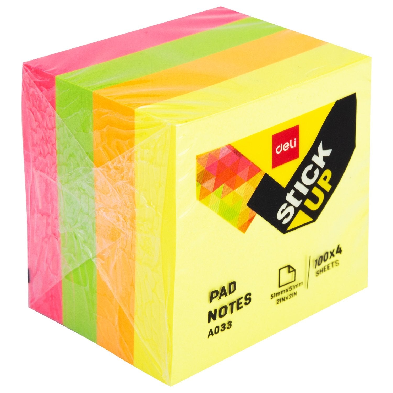 Deli Cubo Notas 4x100h 51x51mm Colores Surtidos Neon