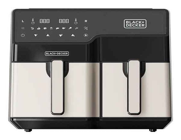 EAN 8432406730090 - Black & Decker BXAF9000E Doble 9 L Independiente 2500 W Freidora de aire caliente Negro, Acero inoxidable imagen 1